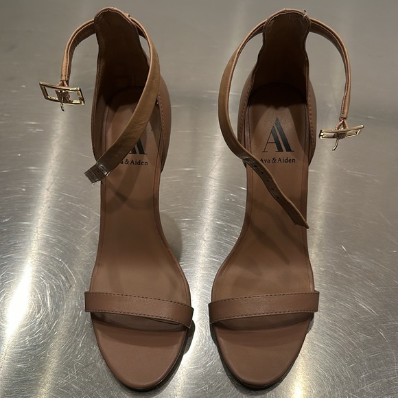 Taupe Ankle strap heels, size 8. Worn once. - Picture 2 of 7